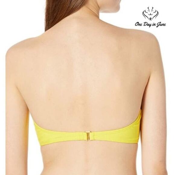 Cyn Luca Standard Ruched Front Bandeau Bikini Top Swimsuit Size M - Picture 2 of 4